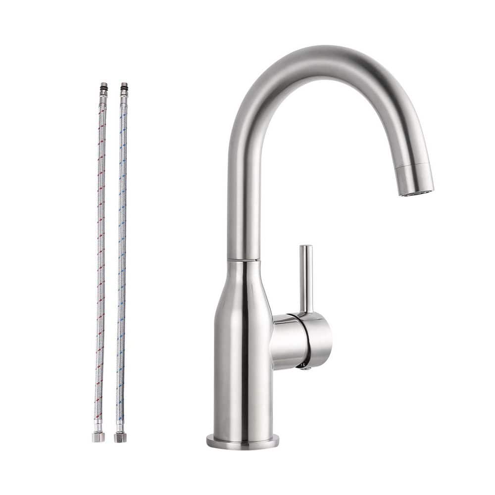 Stainless Steel 1-Hole Single Handle Bar Faucet with Supply Lines in Brushed Nickel price history on PriceWatchPro