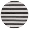 SAFAVIEH Courtyard Ivory/Black 7 ft. Round Striped Indoor/Outdoor Area ...