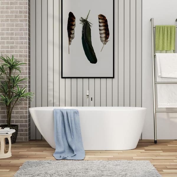67 in. x 29.1 in. Acrylic Soaking Bathtub with POP-UP Chrome Drain, Glossy White