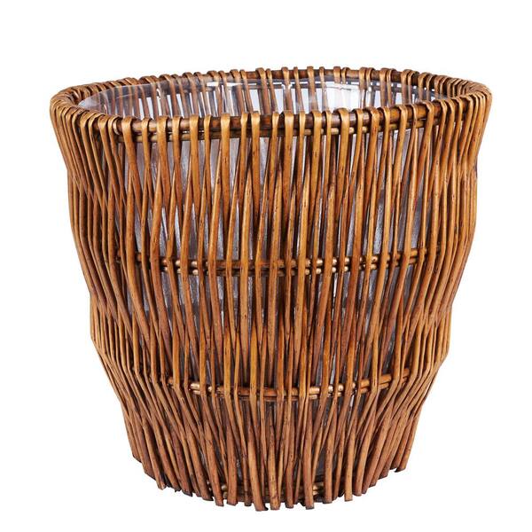 Household Essentials Medium Willow Waste Basket with Liner/Dark