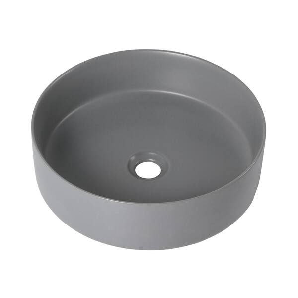 Logmey 16 in. Gray Ceramic Round Vessel Sink D1616HU The Home Depot