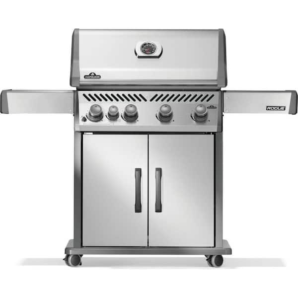 Rogue 525 4-Burner Propane Gas Grill Stainless Steel with Range Side Burner