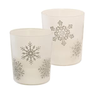 LED Wax Candle in Snowflake Glass (2-Count)