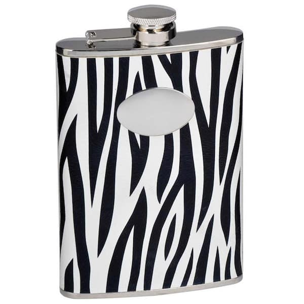 Visol Zebra Black and White Leather Liquor Flask