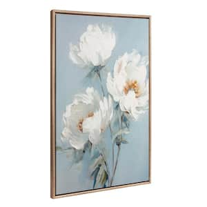 Soft Peony Painting Framed Canvas Wall Art 1-Piece Gold Framed Canvas Art Print, 31.50 in. x 41.50 in.