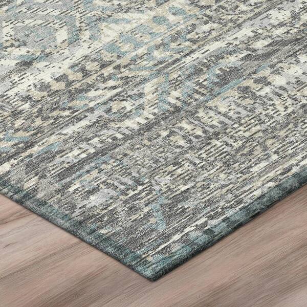 Chantille Machine Washable Indoor/Outdoor Abstract ACN3161 Gray 8 ft. x 8 ft. Round Rug