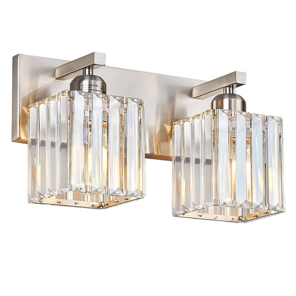 Home Lighting 12.59 in. 2-Light SandNickel Modern Crystal Vanity Lights Wall Sconces For Bathroom（JW-002) price history on PriceWatchPro