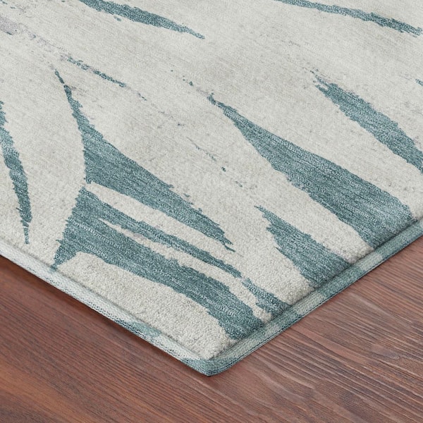 Mayfield Premium Machine Washable Abstract AMF2263 Teal 10 ft. x 14 ft. Area Rug
