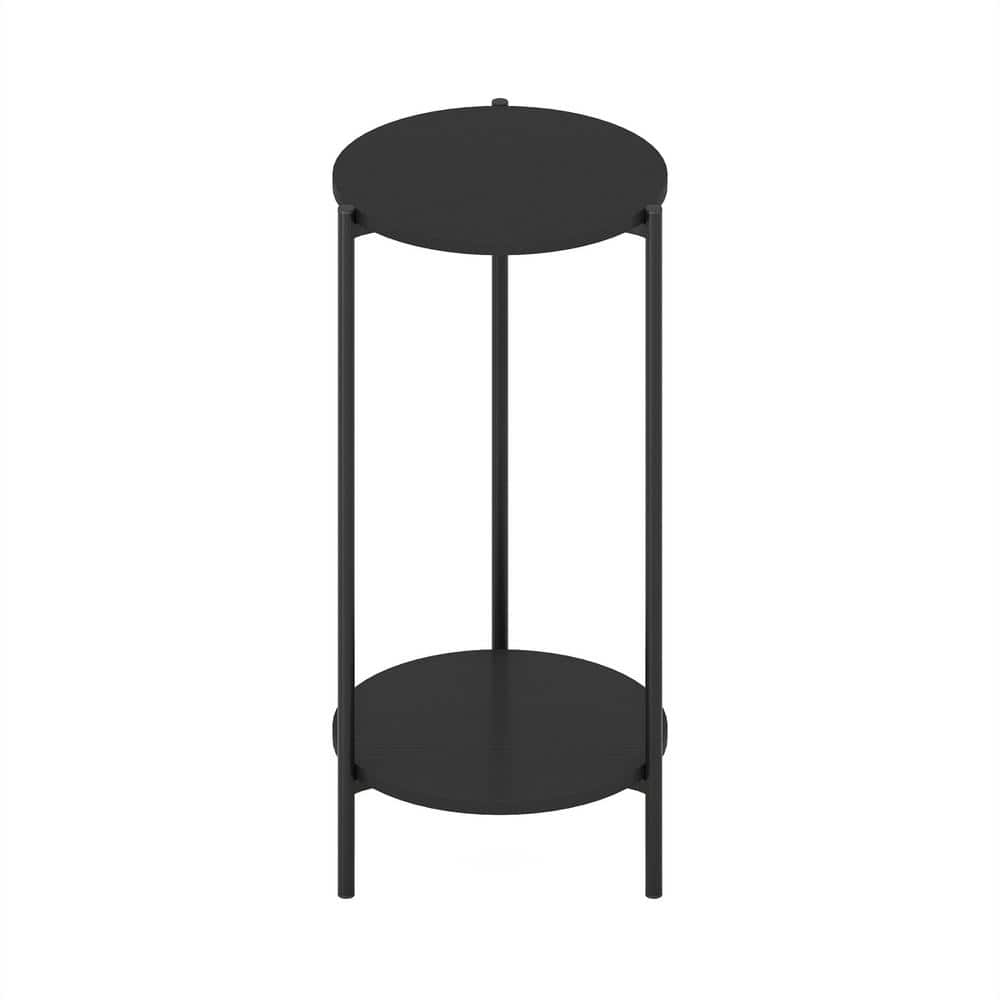 Americano Round 2-Tier Wood and Metal Side Table