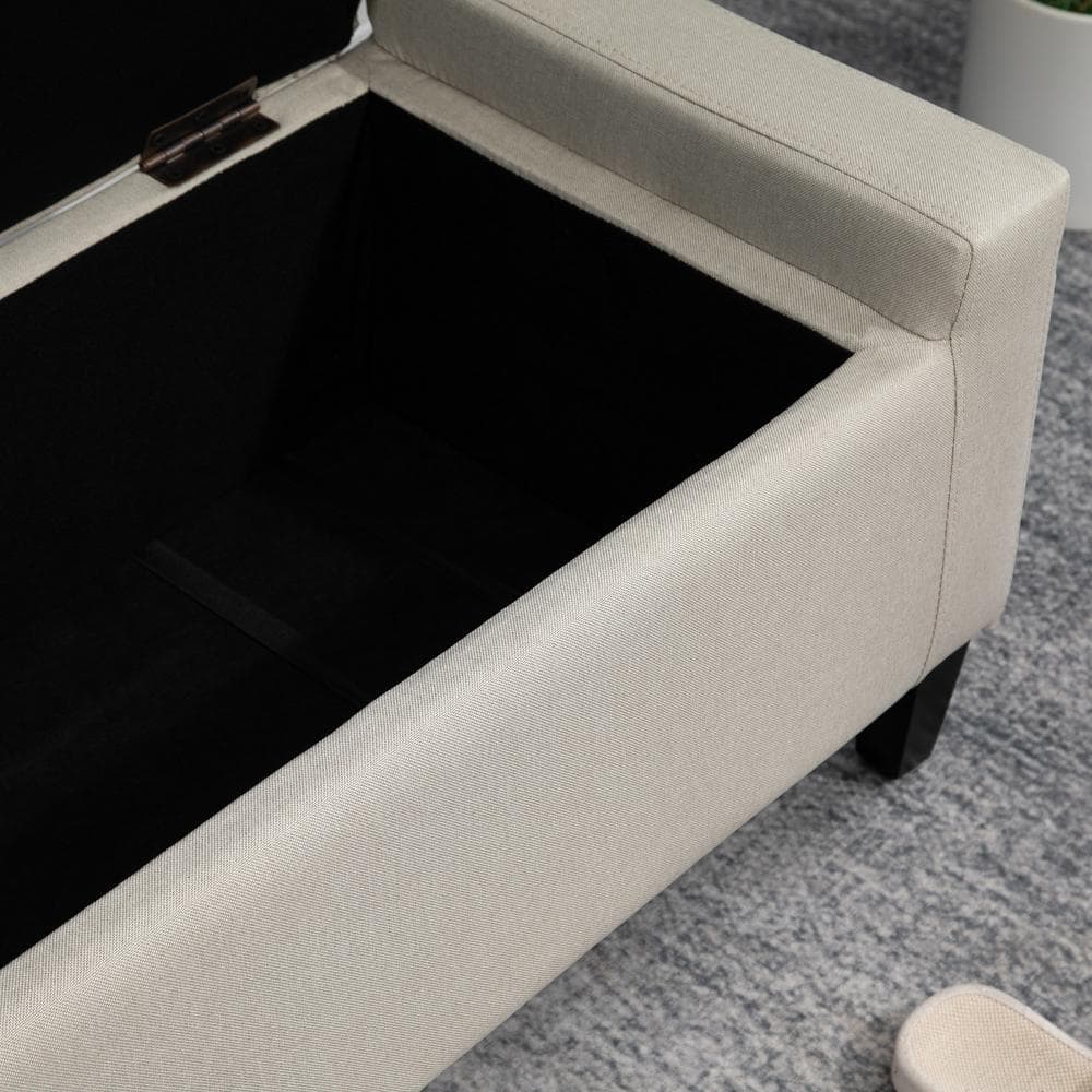 HOMCOM Classic Beige Linen Upholstered Storage Ottoman Bench
