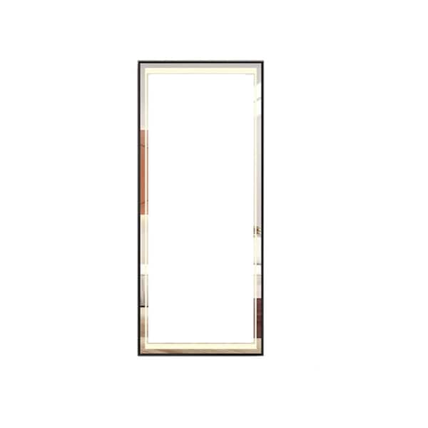 Adrinfly 24 in. W x 65 in. H Rectangle Aluminum Frame Wall Mount Bathroom Vanity Mirror with LED Light in Black