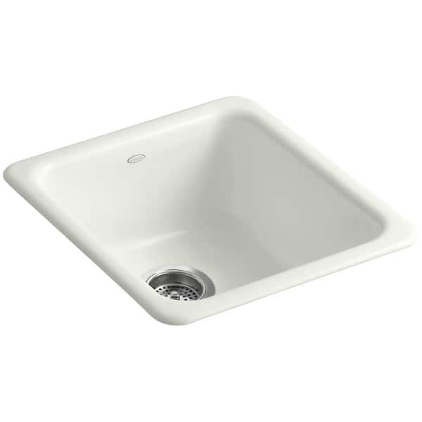 KOHLER Dual Mount Cast-Iron 17 in. Single Basin Kitchen Sink in Dune