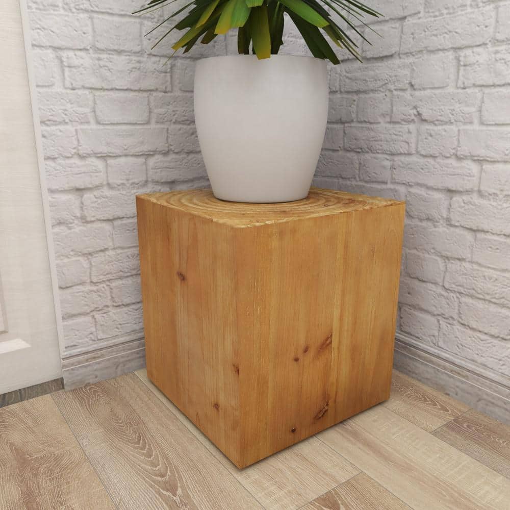 Brown Intricately Carved Wood Square Accent Table