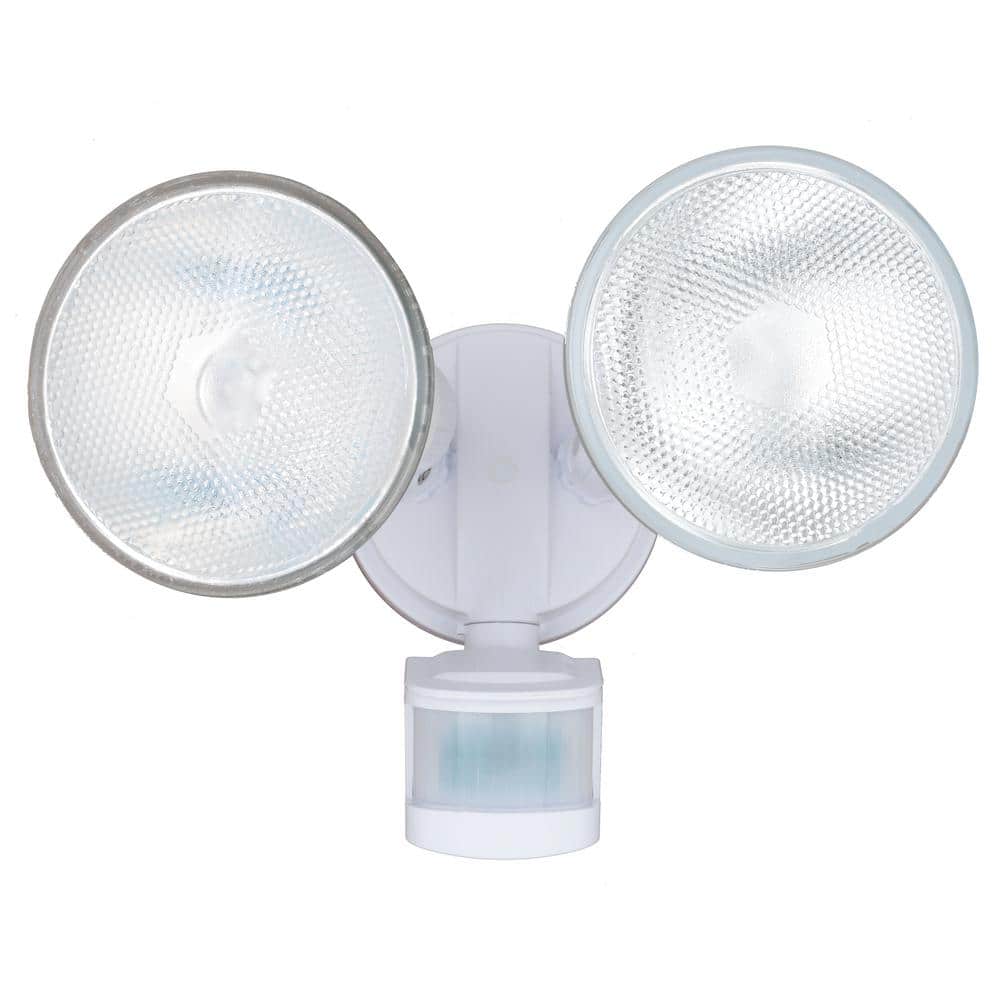 White Dual Head Motion Sensor Outdoor Security Flood Light