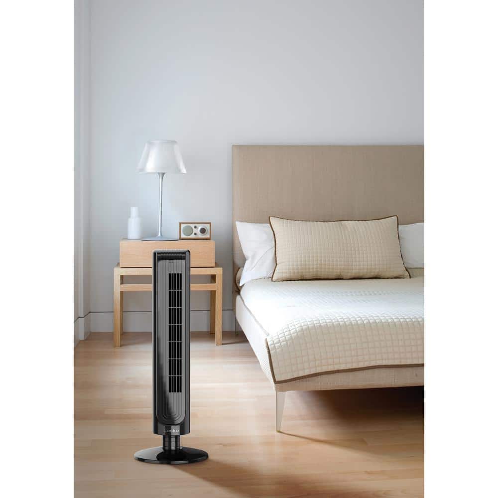 Lasko 32" Black Oscillating Tower Fan with Remote Control