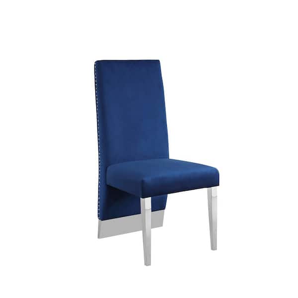 Navy blue dining online chairs with chrome legs