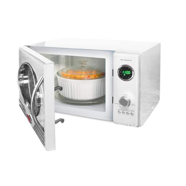 Nostalgia Retro Compact Countertop Microwave Oven - 0.7 Cu. Ft. - 700-Watts  with LED Digital Display - Child Lock - Easy Clean Interior - Orange