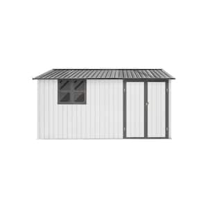 12 ft. W x 10 ft. D White Gray Metal Shed with Window (120 sq. ft.)