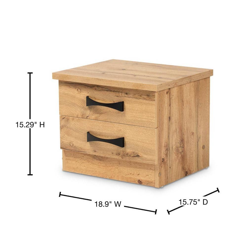 Colburn Oak Brown Engineered Wood 2-Drawer Nightstand
