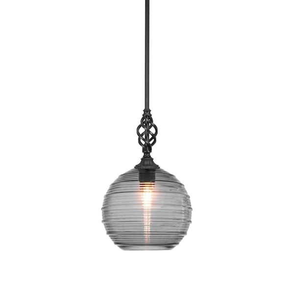 Unbranded Bridgewater 100 W 1-Light Matte Black Standard Mini Pendant Light with Glass Shade