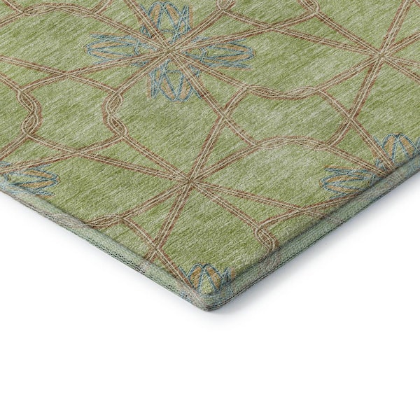 Mayfield Premium Machine Washable Abstract AMF958 Aloe 10 ft. x 14 ft. Area Rug