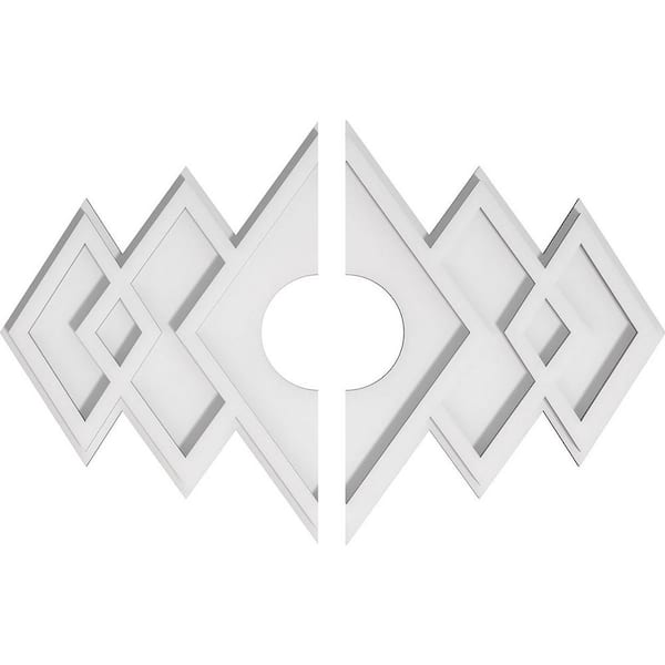 Ekena Millwork 22 in. x 14.62 in. x 1 in. Zoe Architectural Grade PVC Contemporary Ceiling Medallion (2-Piece)