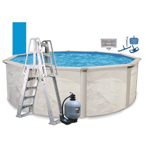 AQUARIAN Independence 15 ft. Round 52 in. D Metal Wall Above Ground Hard Side Swimming Pool Package