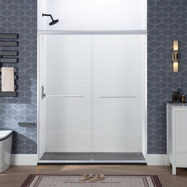 56-60 in. W x 72 in. H Double Sliding Framed Shower Door in Chrome with 1/4 in. Clear Glass