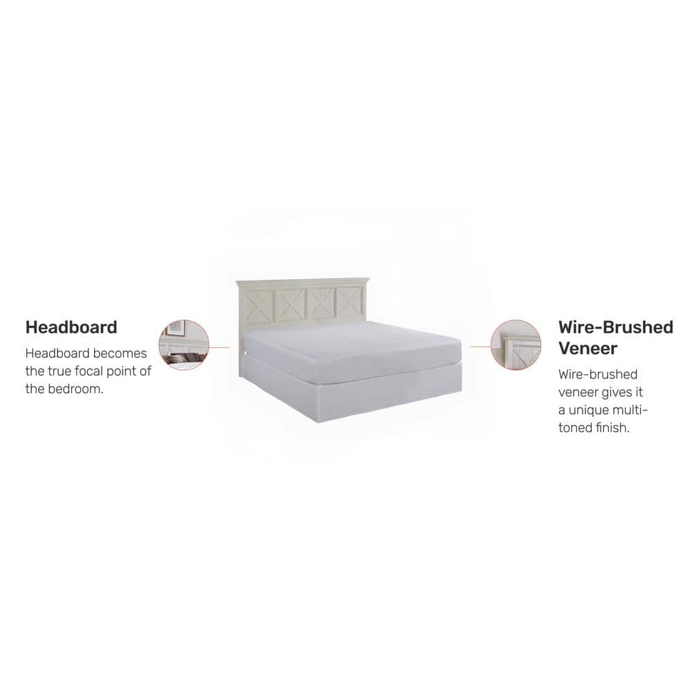 Seaside Lodge Off-White King Bed with Nightstand and Chest
