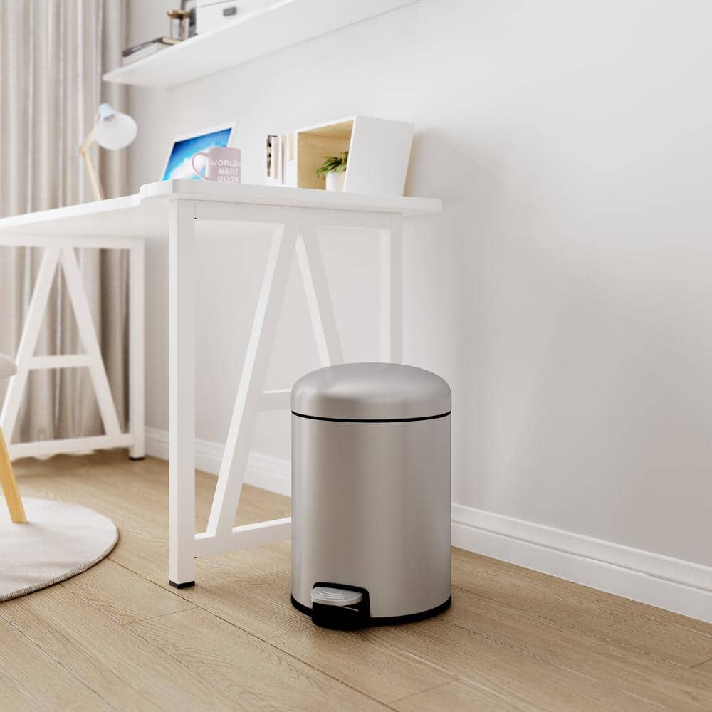 1.3 Gallon Brushed Stainless Steel Step Trash Can