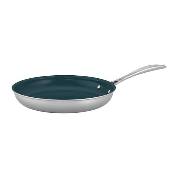 ZWILLING Clad CFX 10 in. Stainless Steel Ceramic Nonstick Frying Pan in Silver