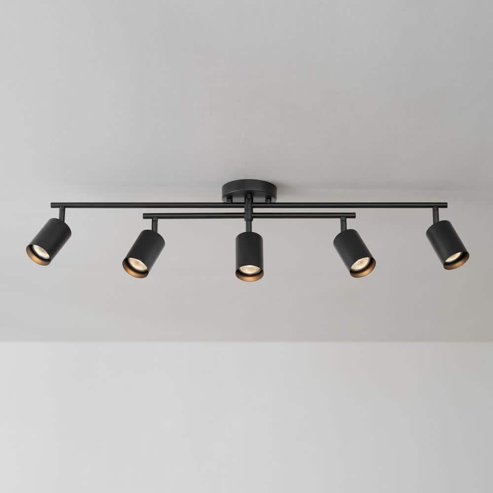 Matte Black 5-Light Swivel Track Ceiling Light