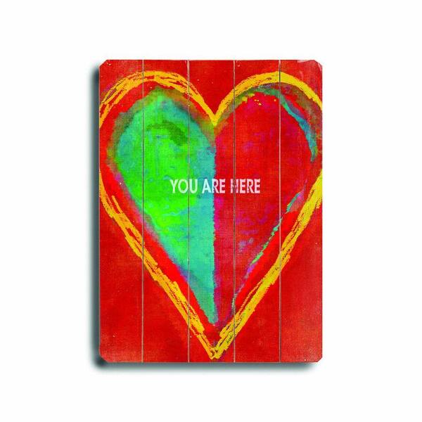 ArteHouse 14 in. x 20 in. You Are Here - Heart Wood Sign-DISCONTINUED