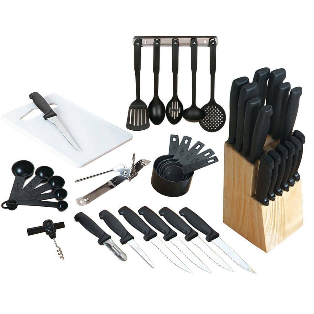 Gibson Home 95-Piece Complete Kitchen in a Box Essential Combo Starter Kit  - Black 