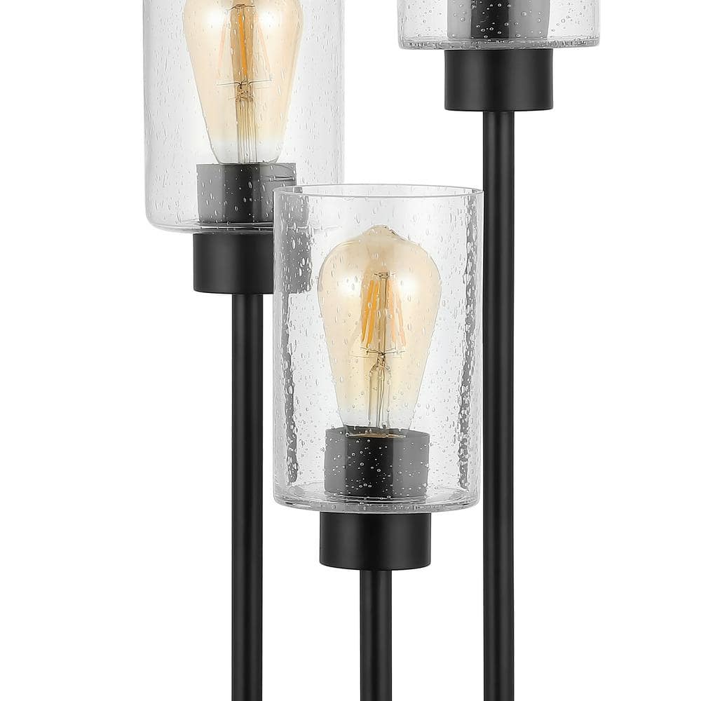 Edison Black 20.5" Industrial LED Table Lamp with Clear Glass Shades