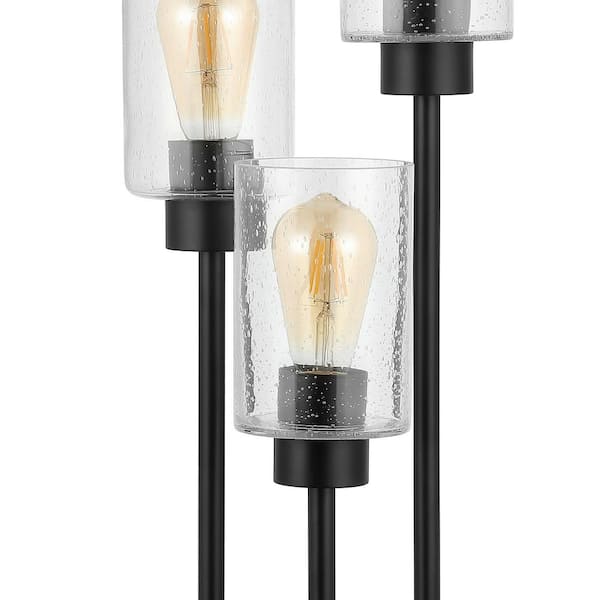 Jonathan Y Axel Modern 20.5 3-Light Iron/Seeded Glass Modern Industrial LED Table Lamp - Black