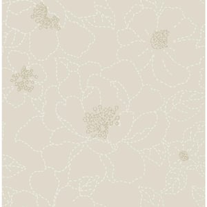 Gardena Embroidered Floral Grey Nonpasted Non Woven Wallpaper