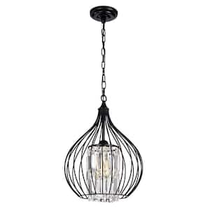 Johanne 14 in. 1-Light Indoor Black Pendant Lamp with Light Kit