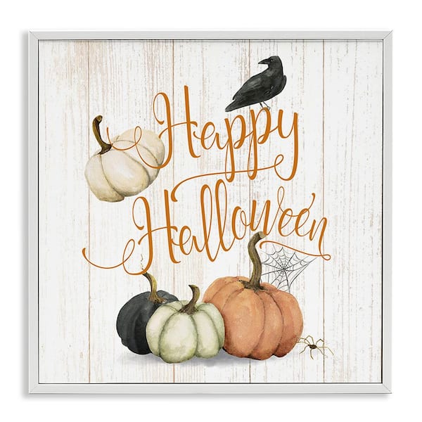Stupell Industries Rustic Happy Halloween by Deane Beesley 1-Piece Framed Graphic Print Typography Poster Art Print 12 in. x 12 in.