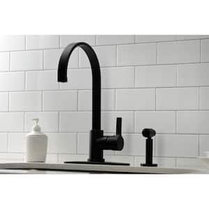 Continental Single-Handle Kitchen Faucet with Side Sprayer in Matte Black
