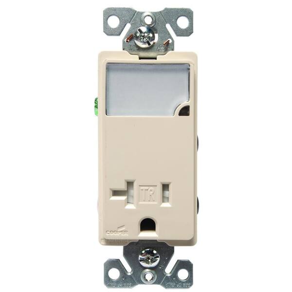 Eaton 3-Wire Receptacle Combo Nightlight with Double-Pole Tamper Resistant, Light Almond