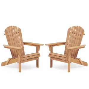 2-Piece Outdoor Wooden Folding Adirondack Chair for Garden, Lawn and Backyard