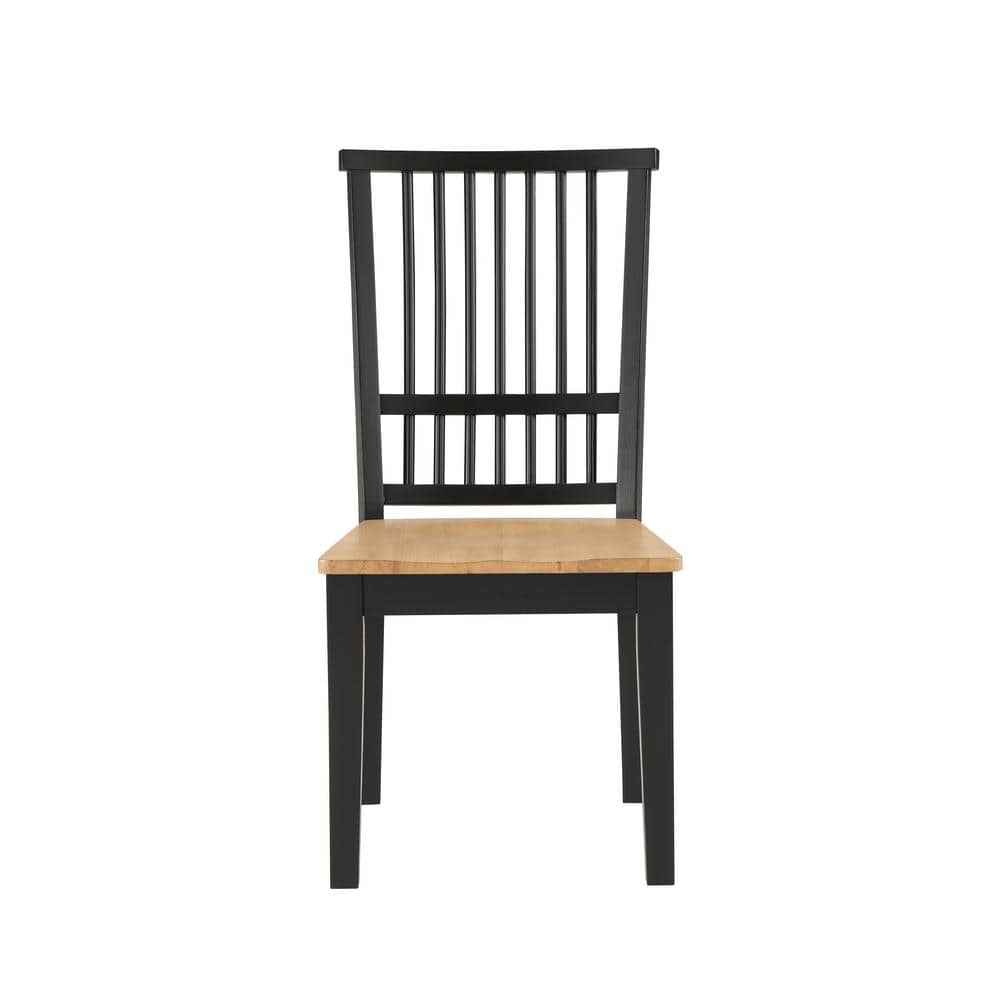 Ebony and Natural Wood High Slat Back Side Chair