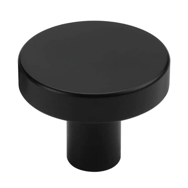 Pyramid Home Decor Brizza 1 in. (25 mm) Matte Black Solid Brass Round Cabinet Knob (5-Pack)