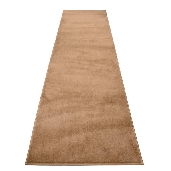 Custom Size Runner Rug Soft Collection Solid Beige 36 in. W x 144 in. L Stair Runner 36 sq. ft.