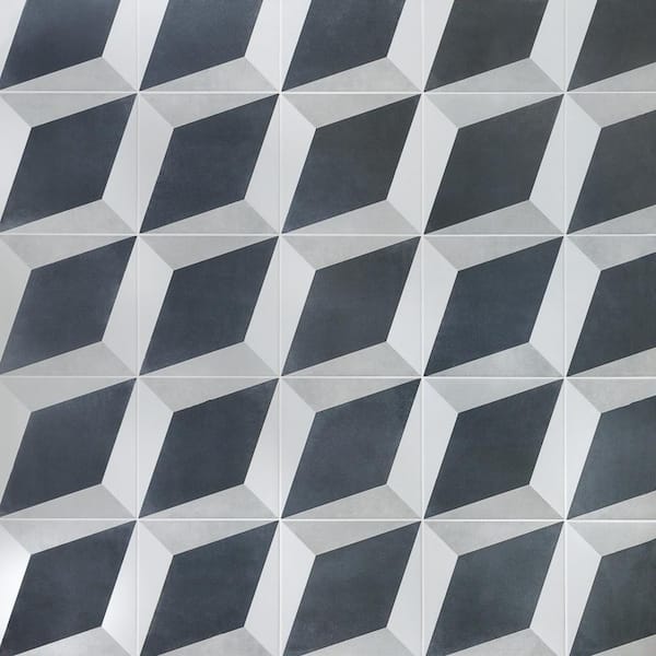 Ivy Hill Tile Sintra Block Encaustic 4 in. x 0.39 in. Matte Porcelain Tile Sample