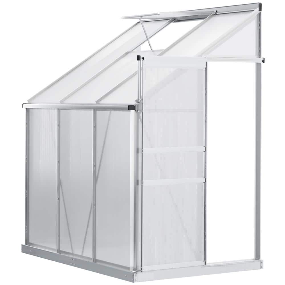 Outsunny 6' x 4' Clear Aluminum Polycarbonate Lean-to Greenhouse