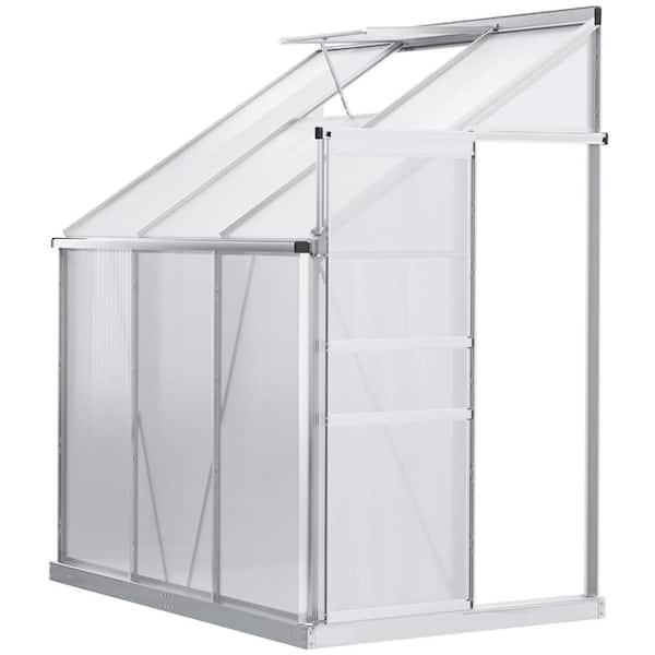 Outsunny 4 ft. in. W x 6 ft. in. D Aluminum Clear Walk-in Garden Greenhouse