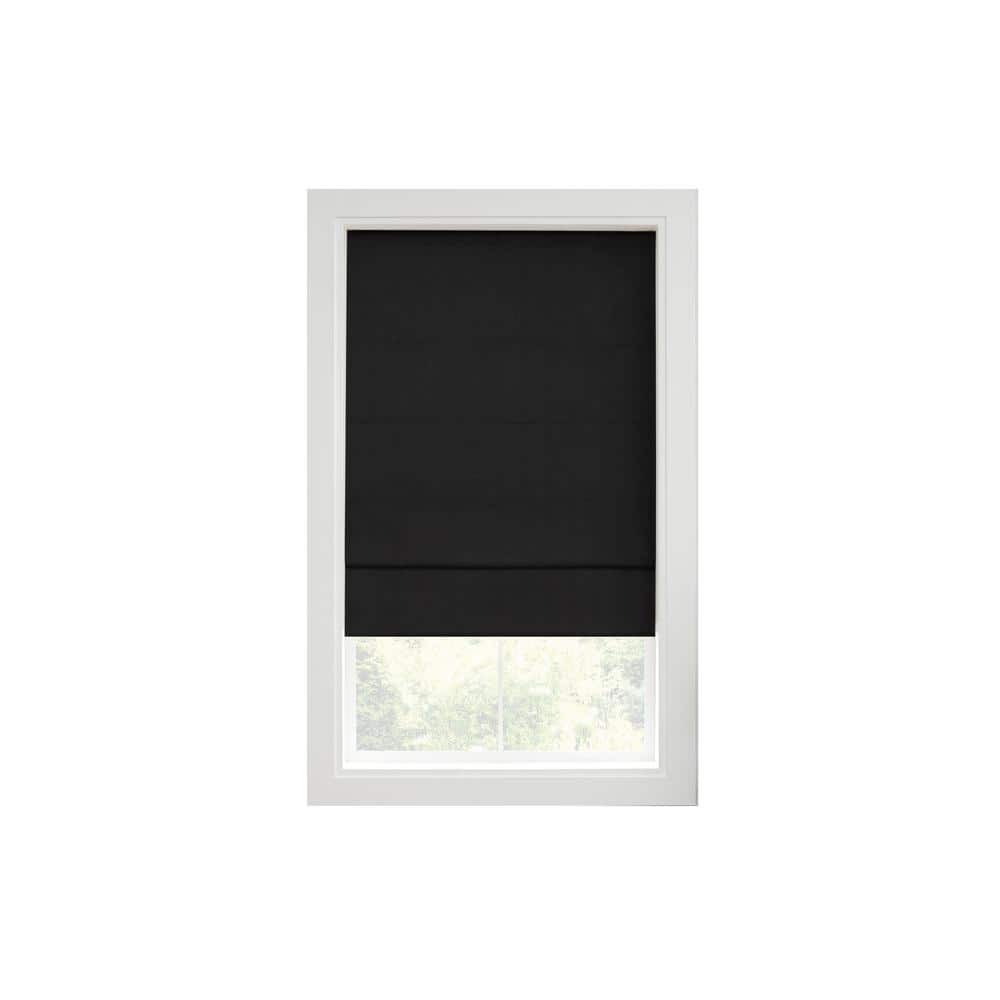 Black Fabric Cordless Blackout Roman Shade 23" x 64"
