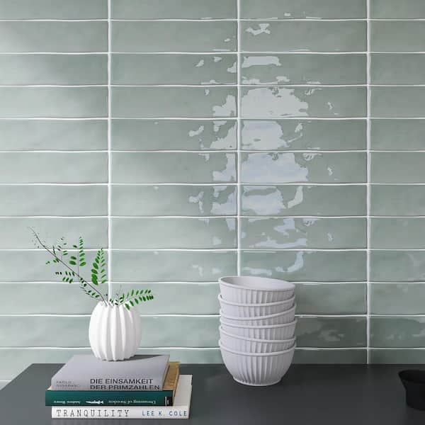 Kezma Jade Green 2.95 in. X 11.81 in. Polished Ceramic Subway Wall Tile (6.35 sq. ft./Case)
